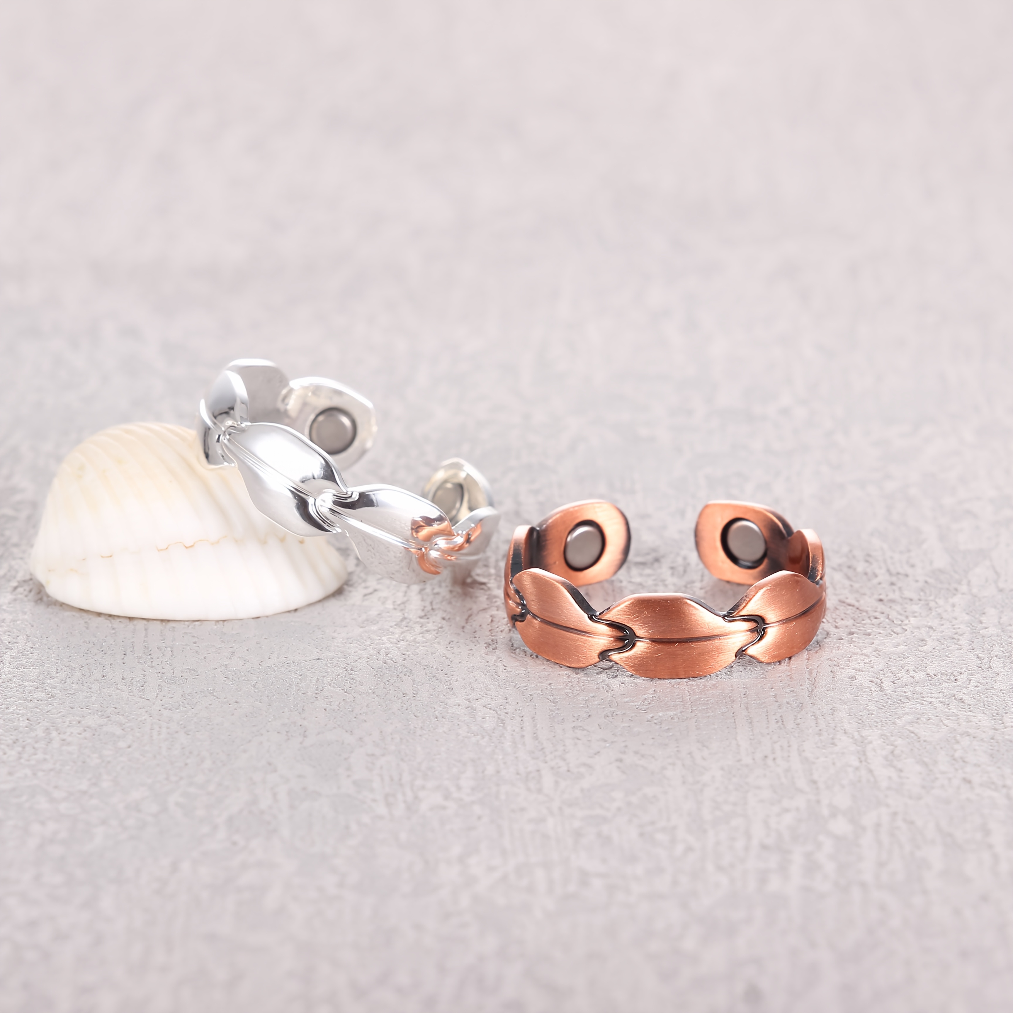 Set of 2 Unisex Adjustable Magnetic Copper Rings for Everyday Use